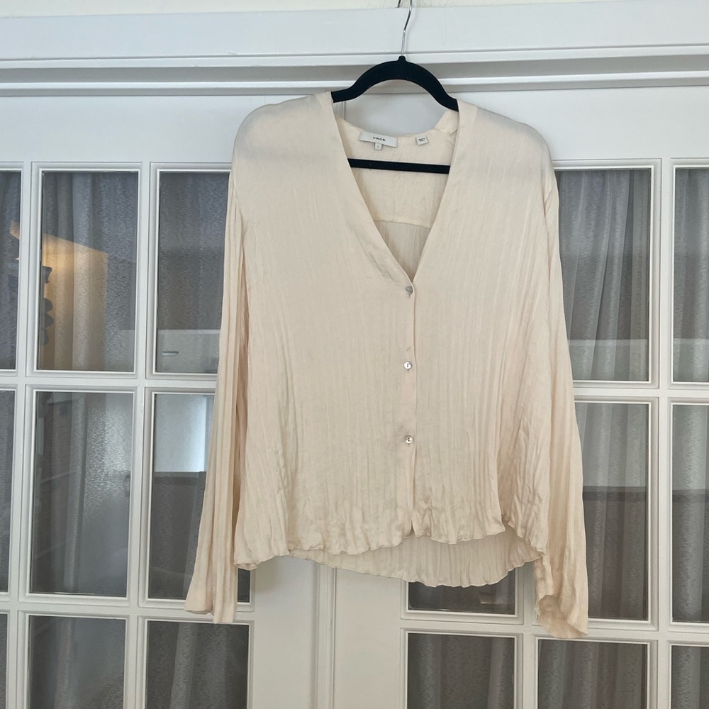 Vince Cream Vee Neck Blouse